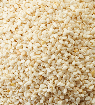 Close-up of sesame seeds with a neutral background